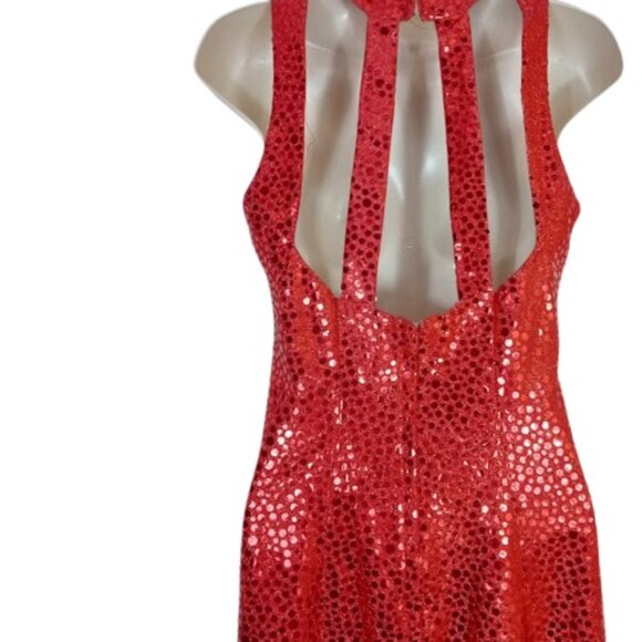 Vintage 1970s Flirtations By Alfred Angelo Maxi Dress Ball Gown Red Sequin 4 - Picture 7 of 9